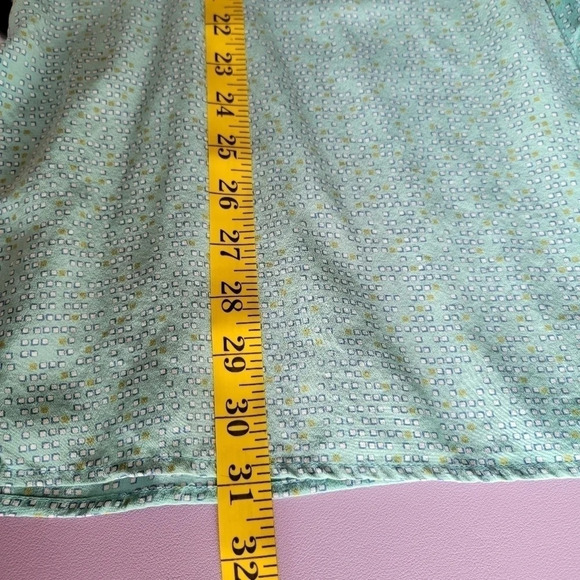 KOOS Blue Geo Print Vintage 100% Silk Button-up Long-Sleeve Tunic Shirt Size L - Picture 11 of 11